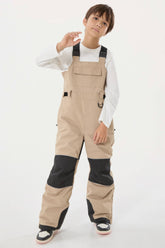 Boys’ Khaki Reflective Durable Workwear Snow Bibs
